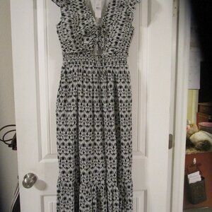 LOFT Beach Scroll Cutout Tiered Maxi Dress